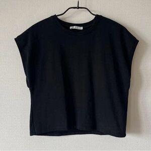 Zara | Basic Black Short Sleeve Cropped Box Women's Tee Size M